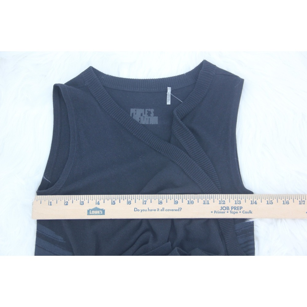 People's Liberation Black Open Cardigan Duster Shawl Sleeveless Sweater XS Vest - Picture 8 of 12
